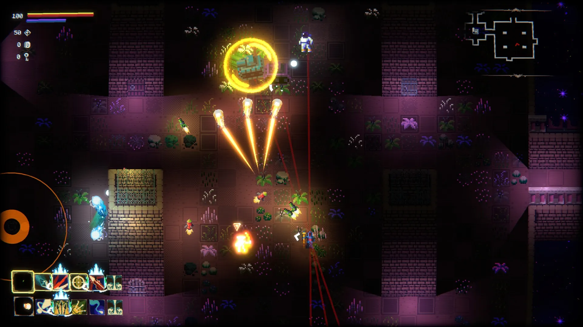 spellloom: Spellweaver casting spells in dungeon with glowing projectiles and detailed HUD elements