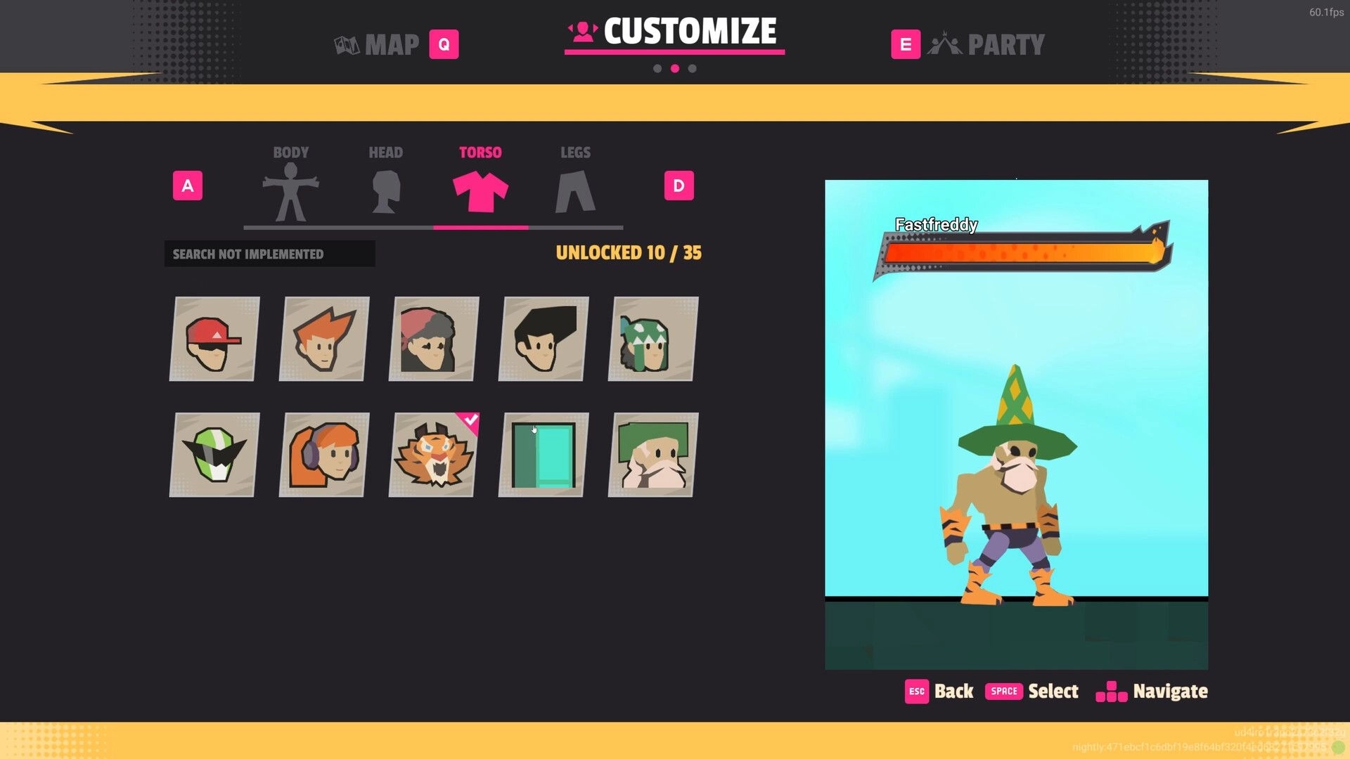 Sprint City: Character customization screen with headgear options and avatar preview on the right