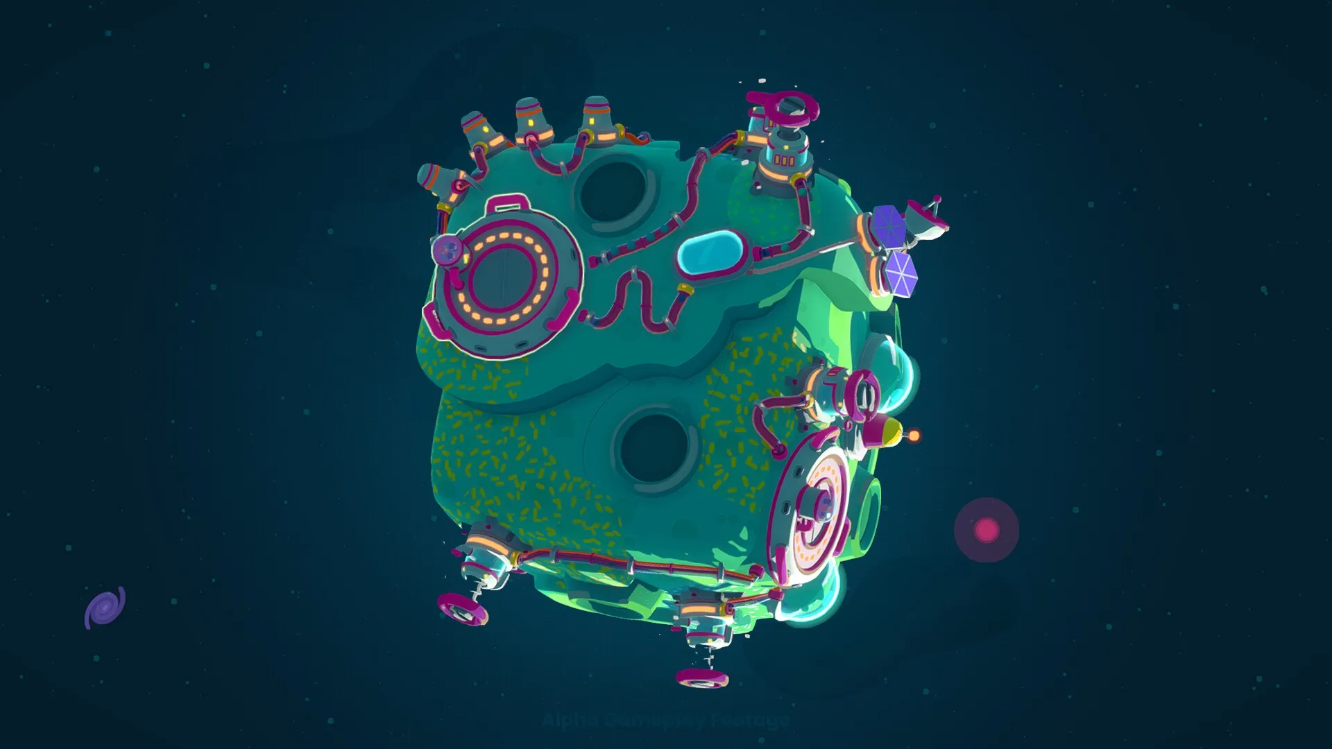 Star Birds: Asteroid base-building with production networks and resource nodes in space environment