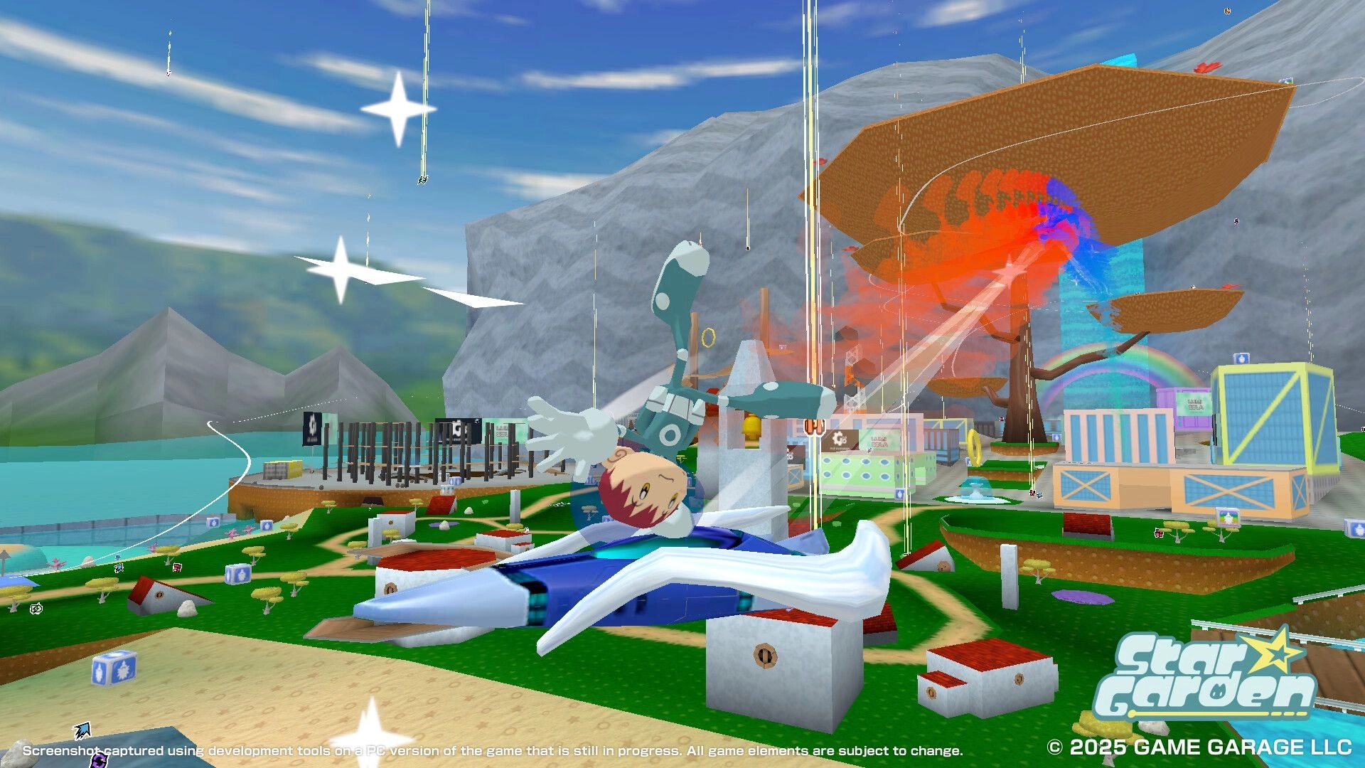 Star Garden: Character flying over colorful landscape with floating islands and a giant tree