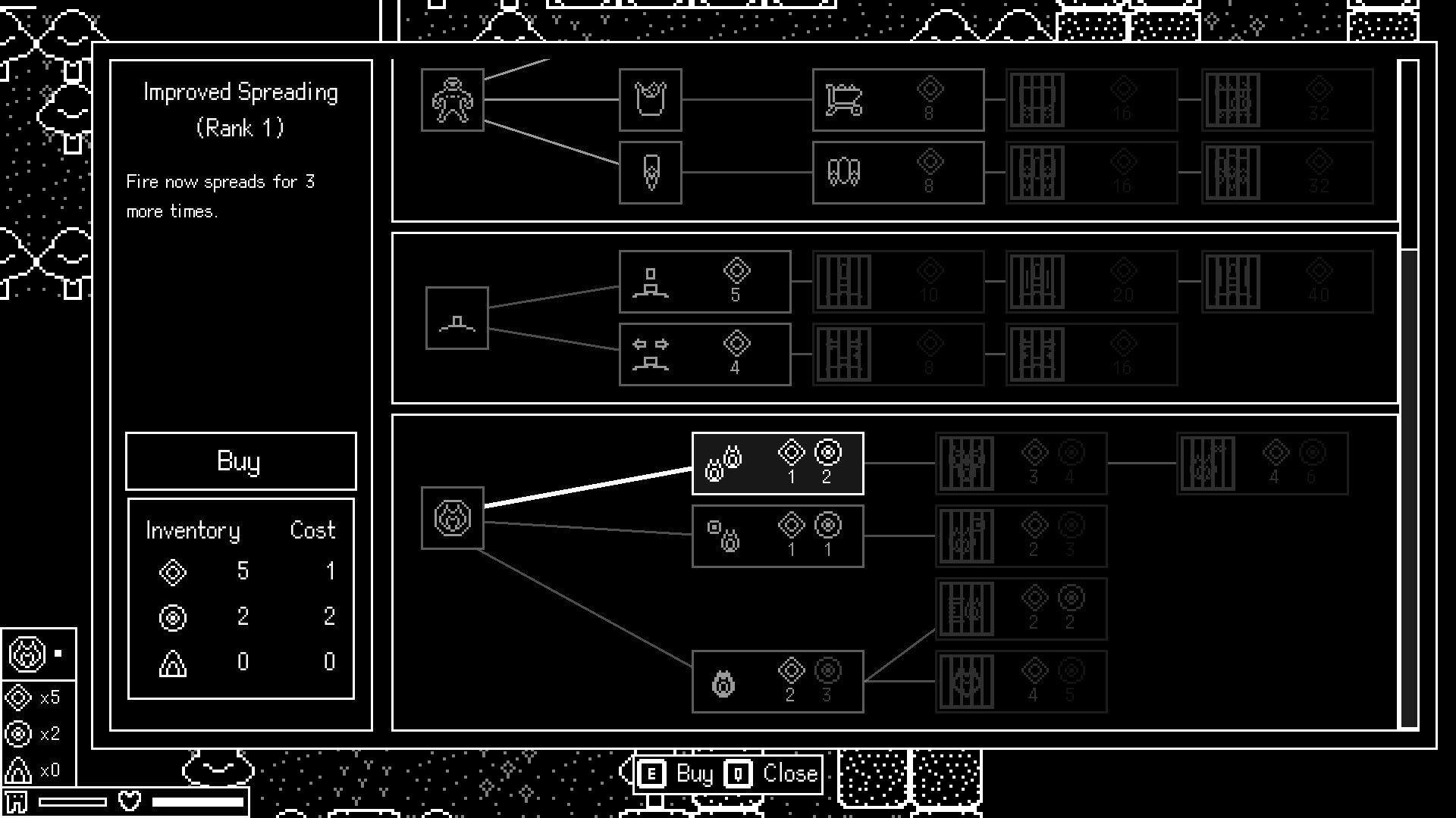 Surface Breaker: Upgrade menu showing skill tree and inventory with purchase options in dark interface