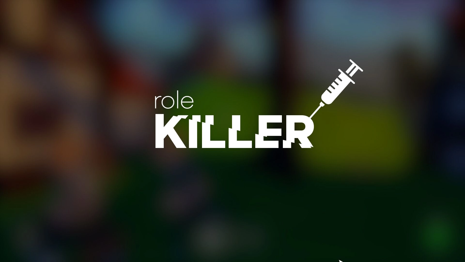 SUSPECTO: Role selection screen showing "KILLER" with syringe icon on blurred background