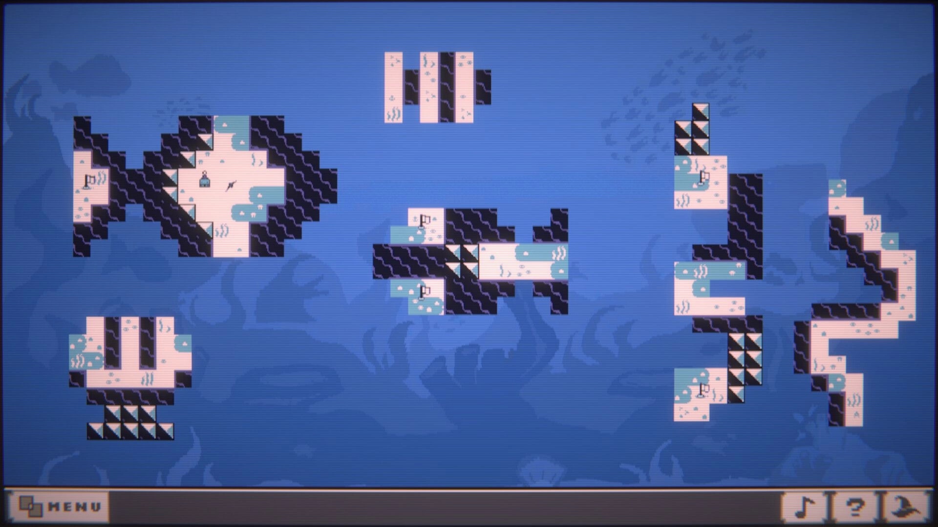 Tabula: Overlapping window puzzle pieces forming fish shapes on a blue ocean-themed background