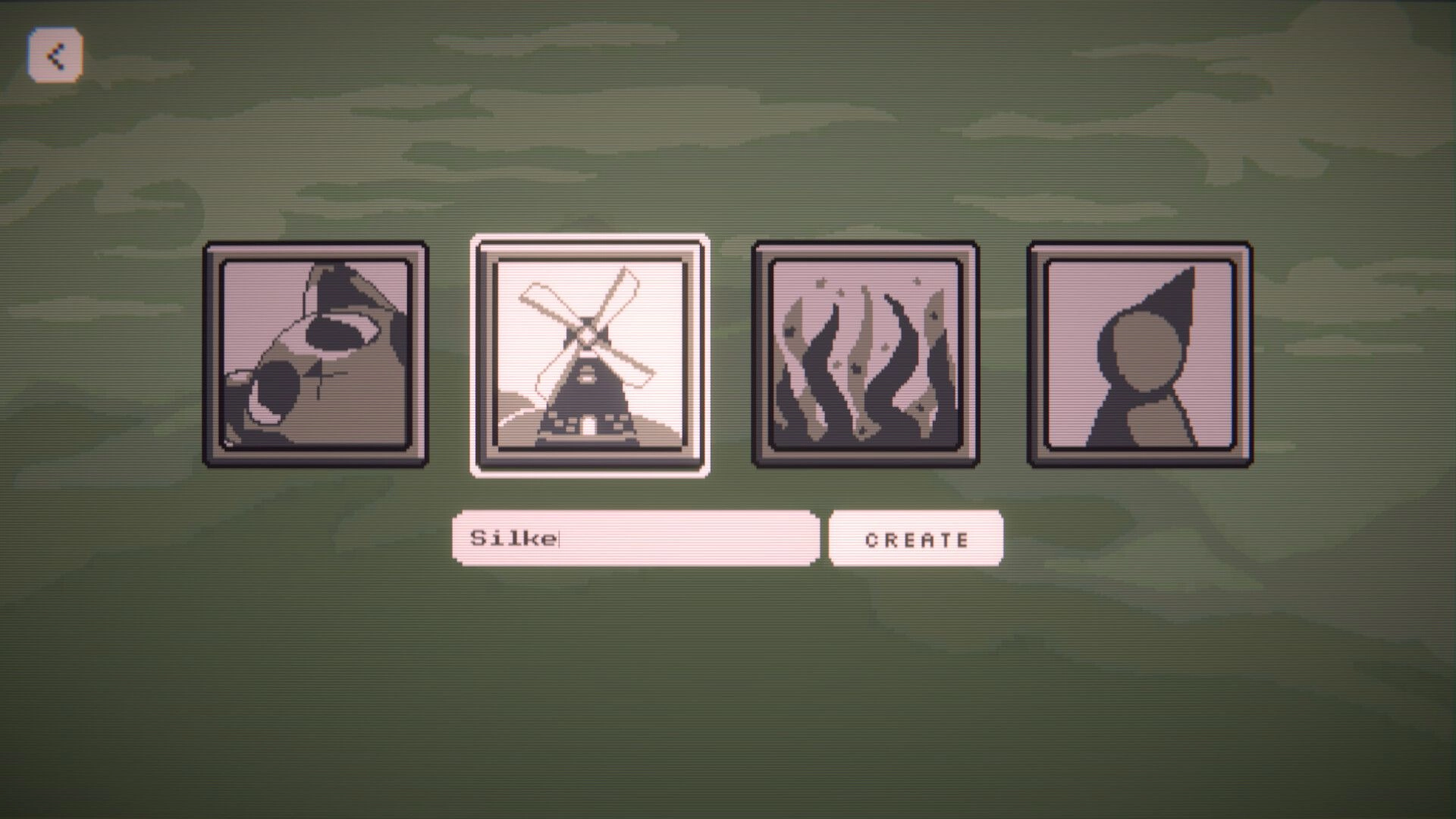 Tabula: Four icon options with a windmill selected, text input field labeled "Silke" and create button