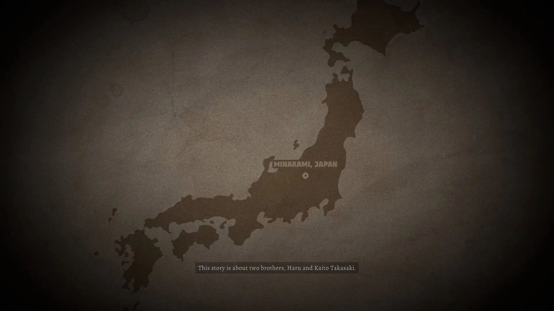 Tales of Fear: Map highlighting Minakami, Japan with text about brothers Haru and Kaito Takasaki