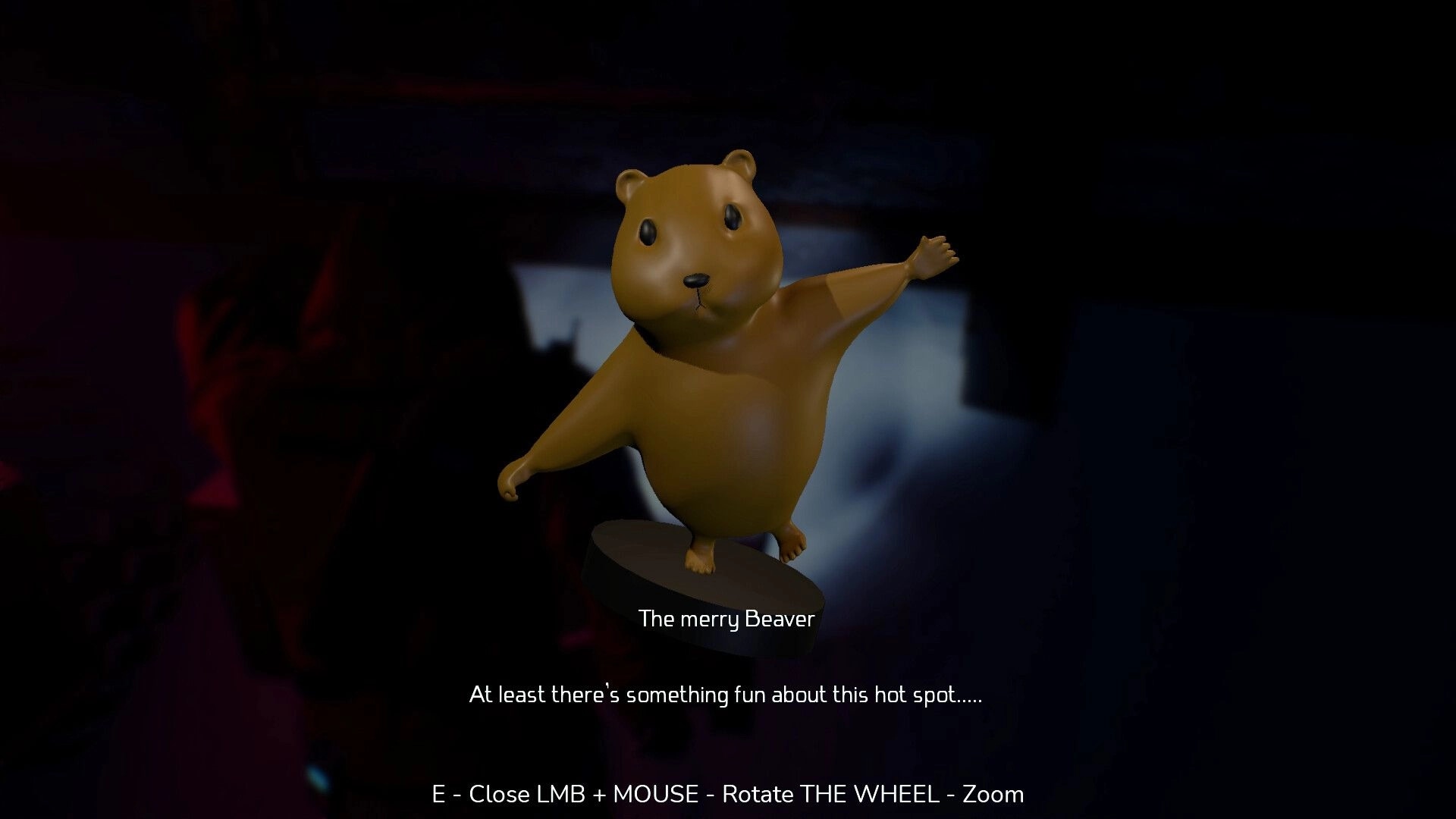 The Black Ice: "The merry Beaver" figurine inspection in a dark, eerie research facility room