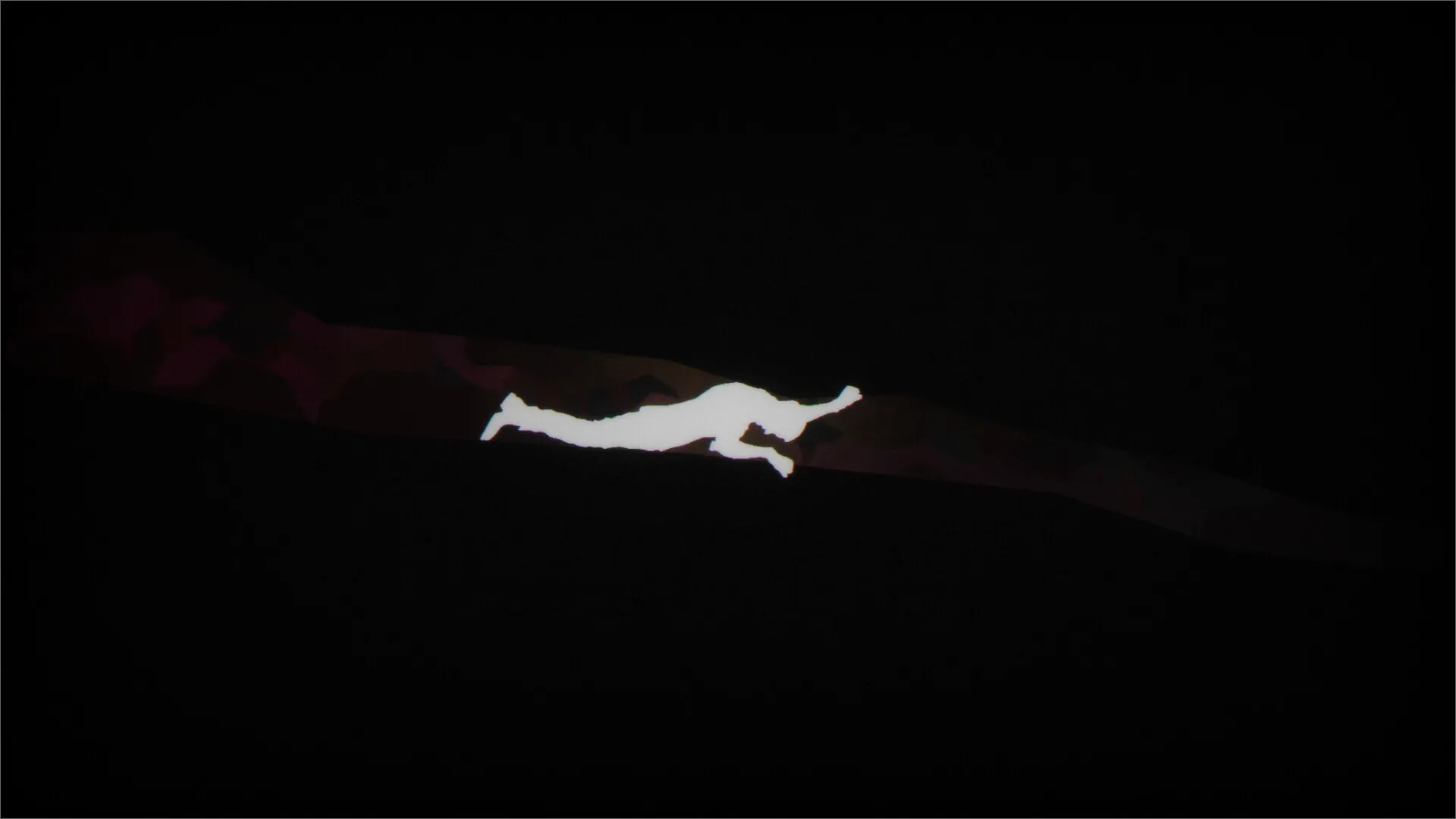 The Cave Diver: Silhouette of diver crawling through narrow, dark cave passage with dim lighting effects