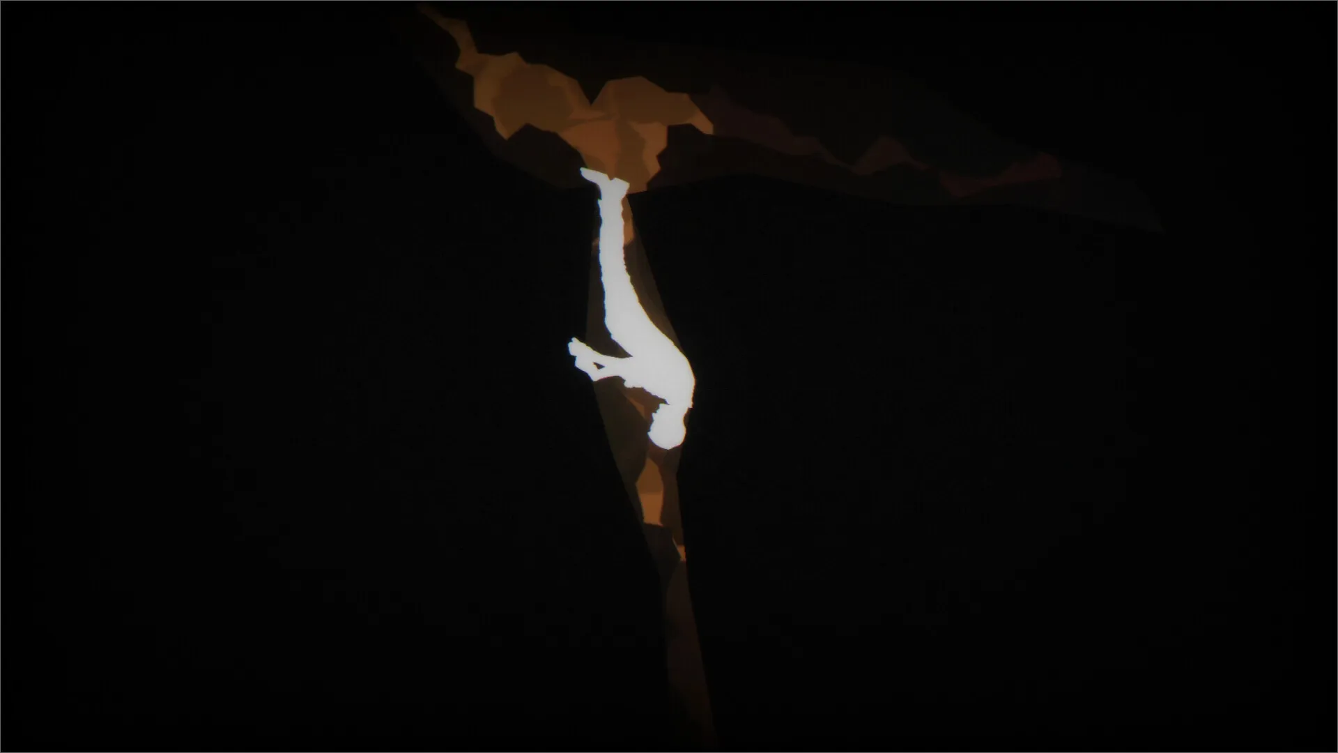 The Cave Diver: Silhouette of diver crawling down a narrow, dimly lit cave passage in darkness
