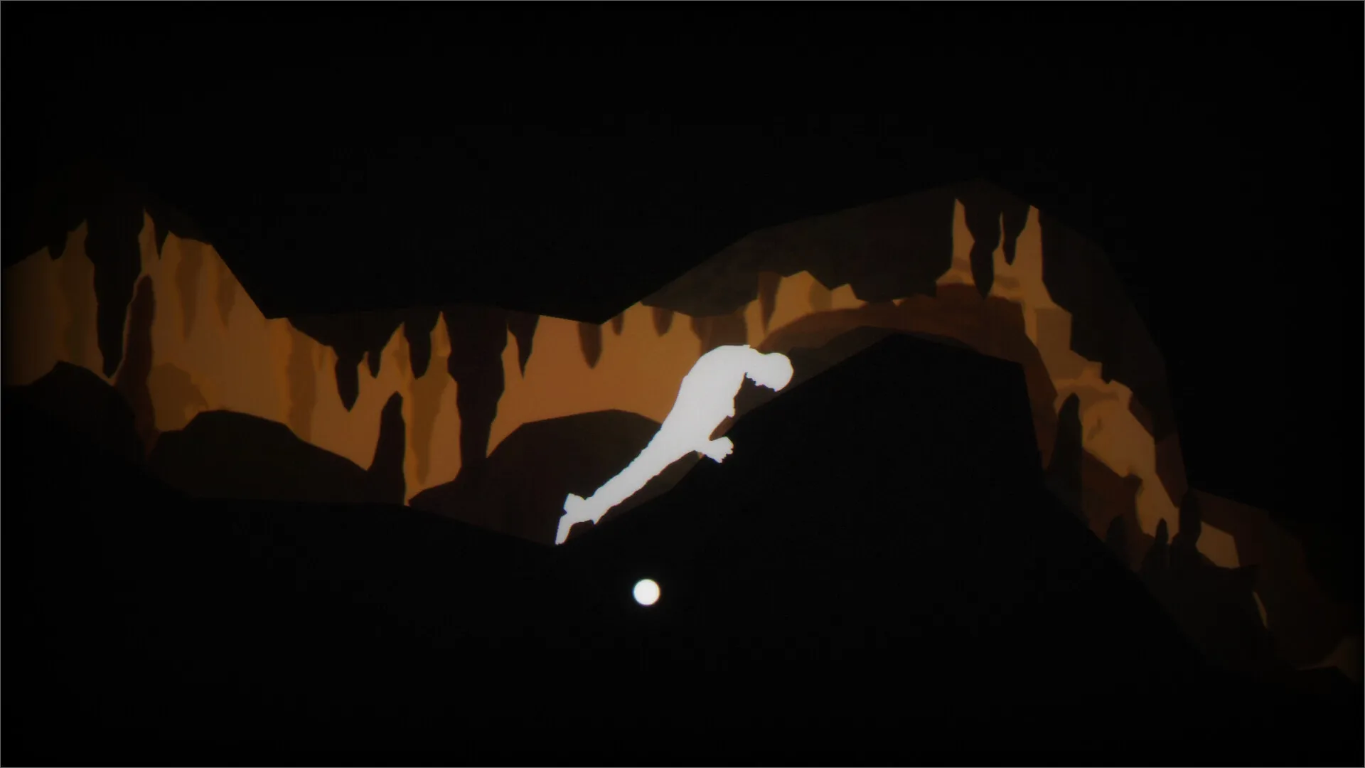 The Cave Diver: Character crawls through narrow cave passage with dim light illuminating rocky walls