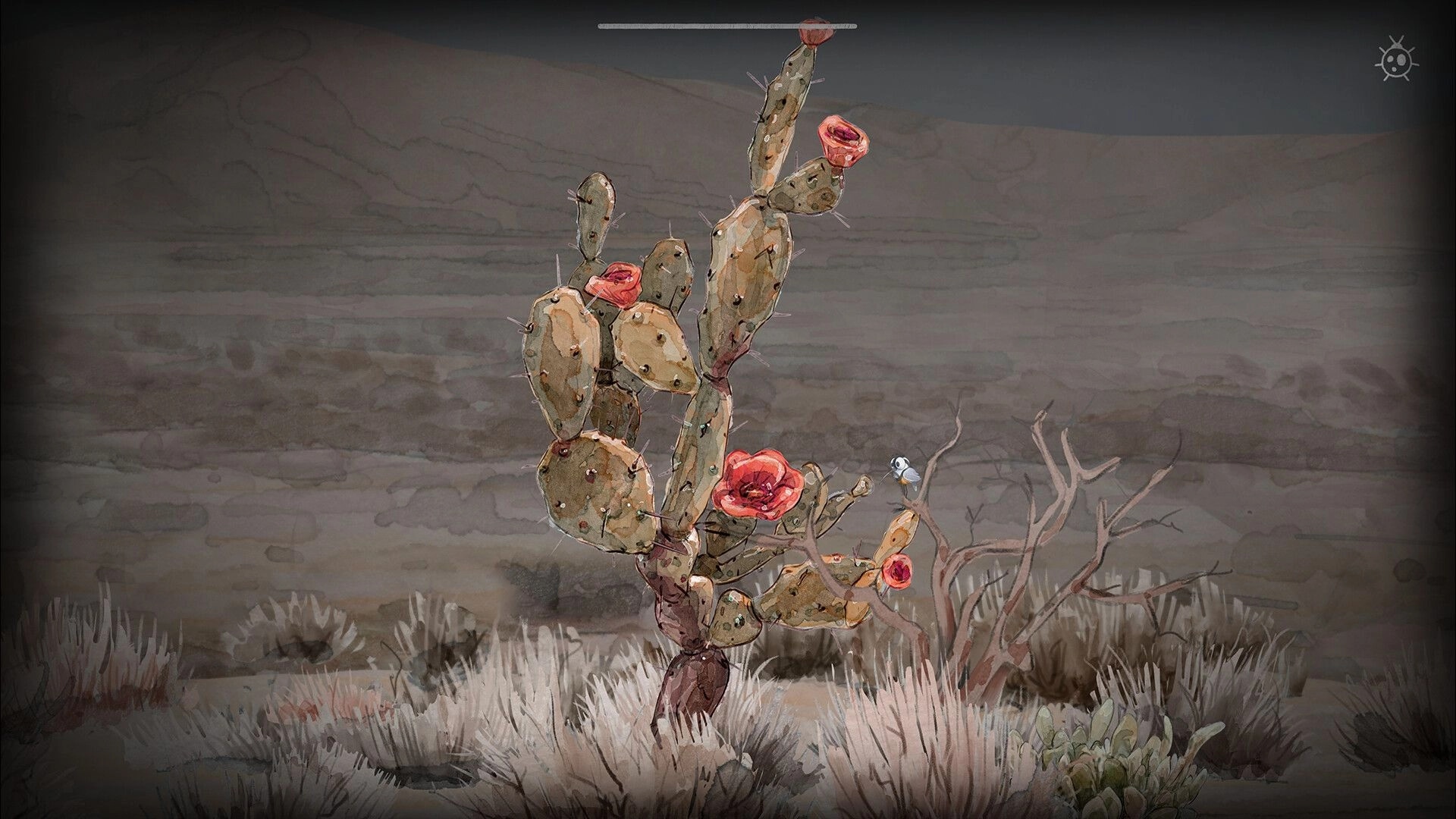 The Cleaner: Taki perches on a flowering cactus in a dusty desert scene with minimal HUD icons.