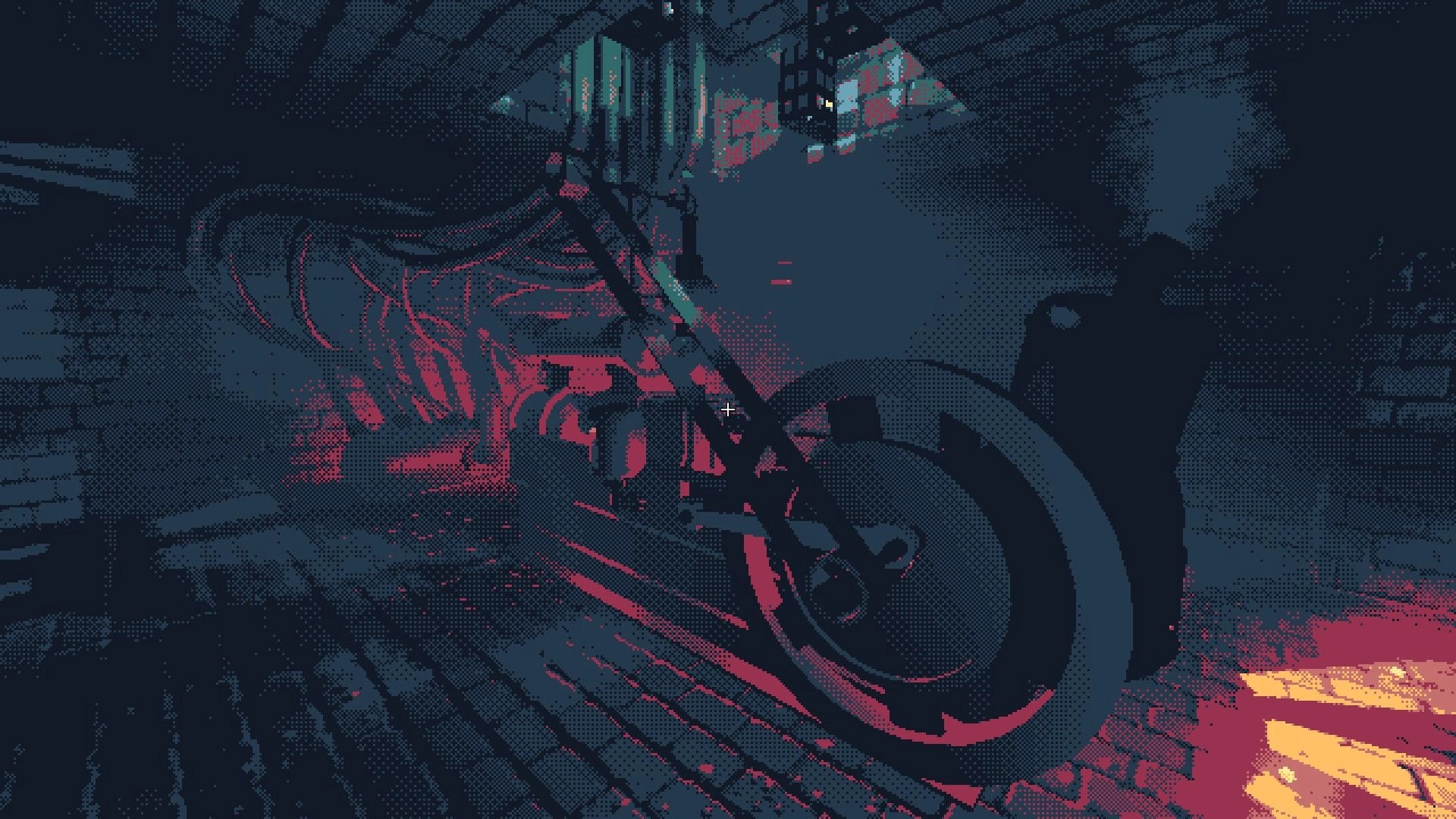 The Mailroom: Large industrial machine in dimly lit mailroom with glowing red light and steam pipes