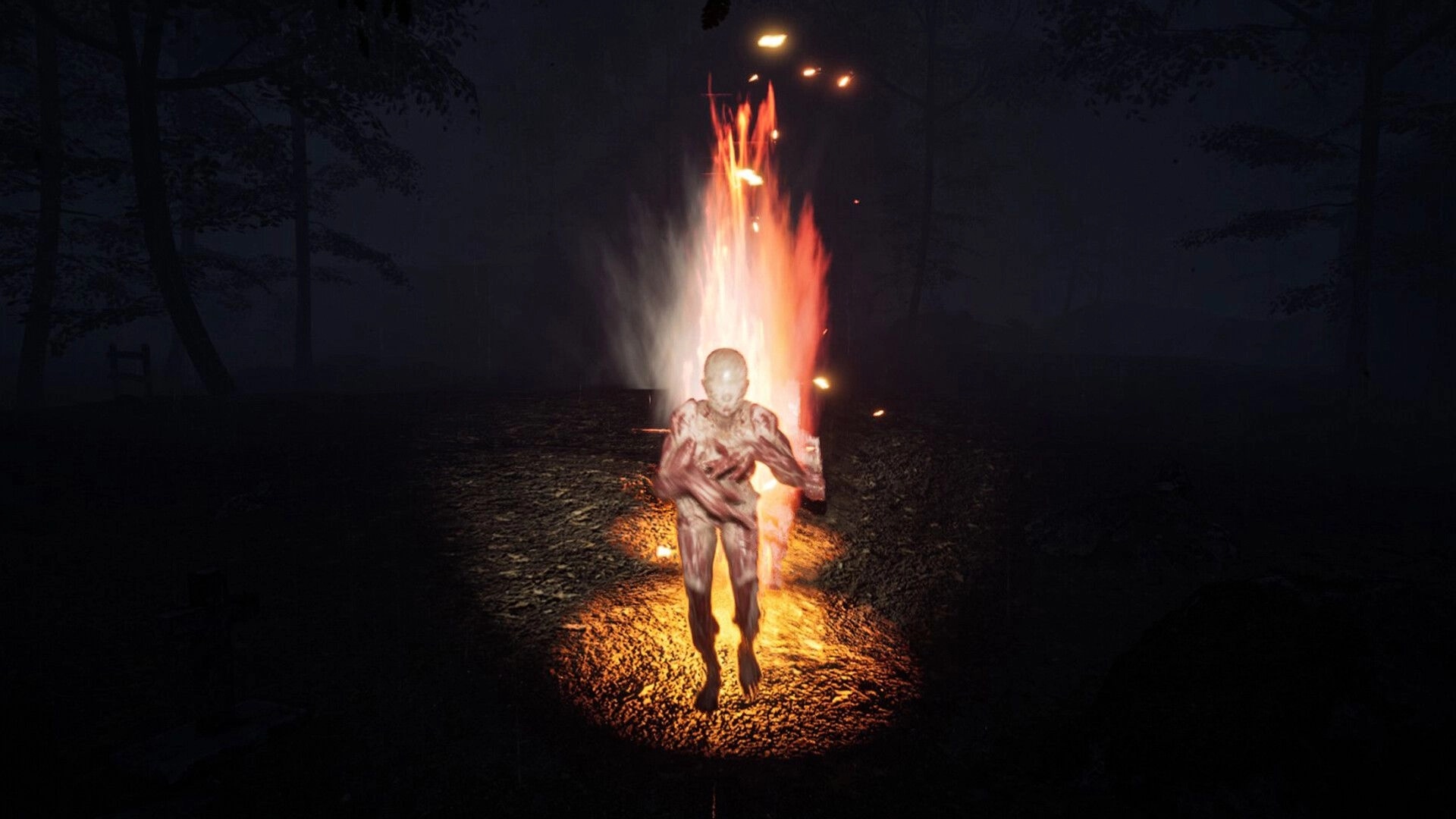 The Midnighters: Fiery creature emerging ominously in dark forest environment
