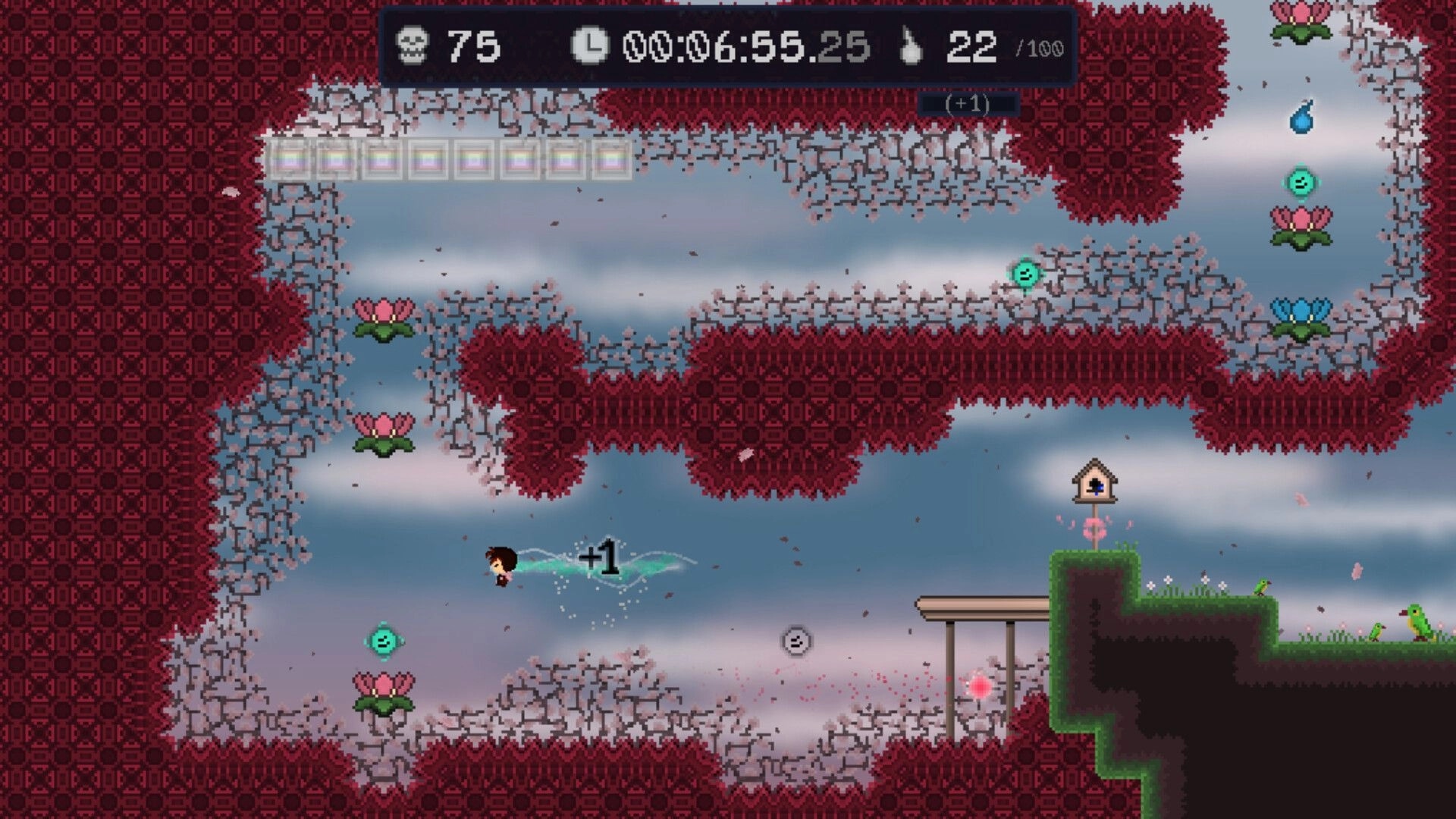 The Path of Ren: Character dashes through spiked cavern collecting orbs and avoiding obstacles