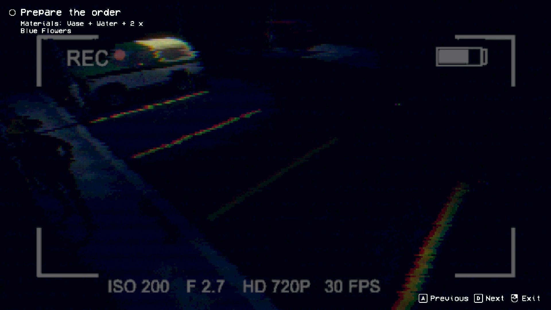 The Plant Shop: Nighttime street view from security camera with order instructions overlay.