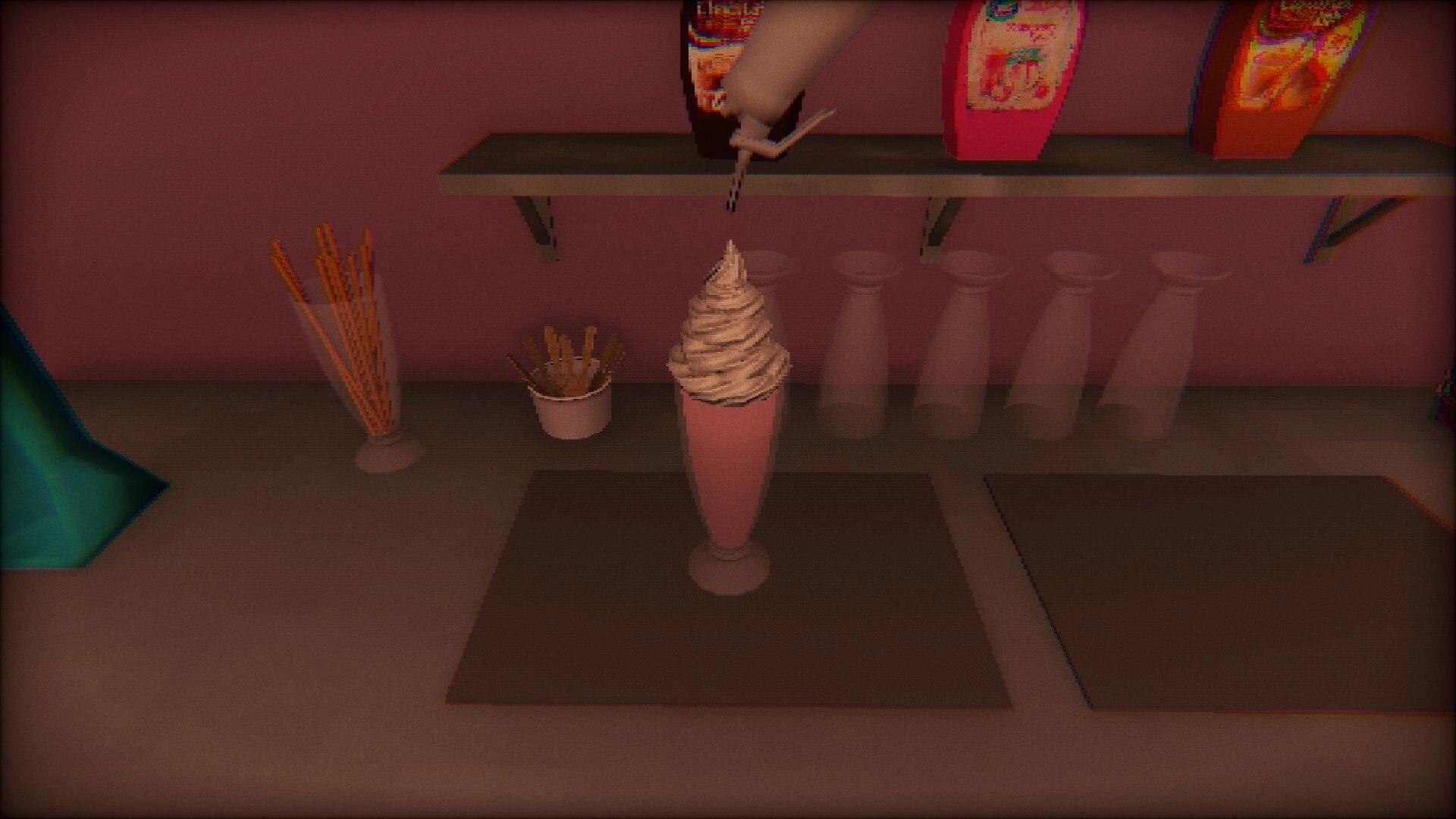 The Sweet Spot: Serving a tall chocolate ice cream cone in a retro 80s ice cream shop with toppings