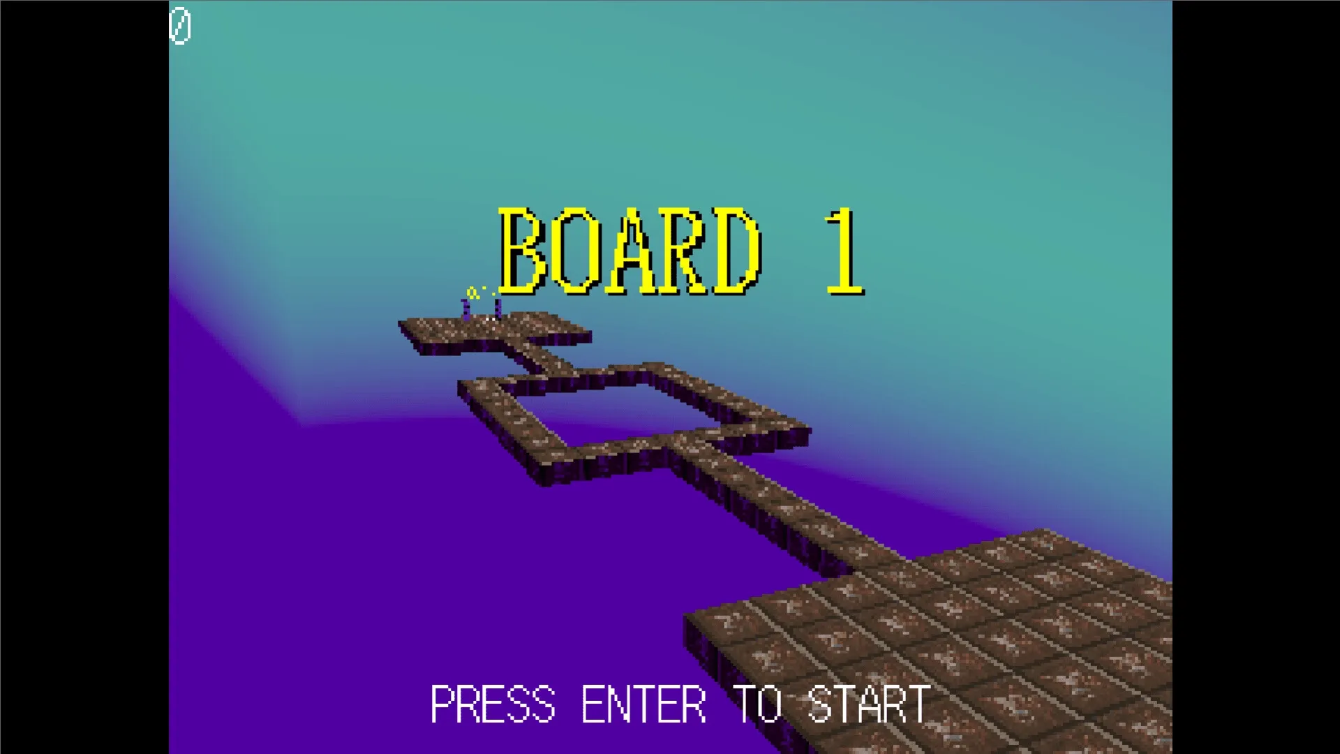 THREE VERSES³: Start screen with floating stone paths labeled "BOARD 1" in a purple and teal void.