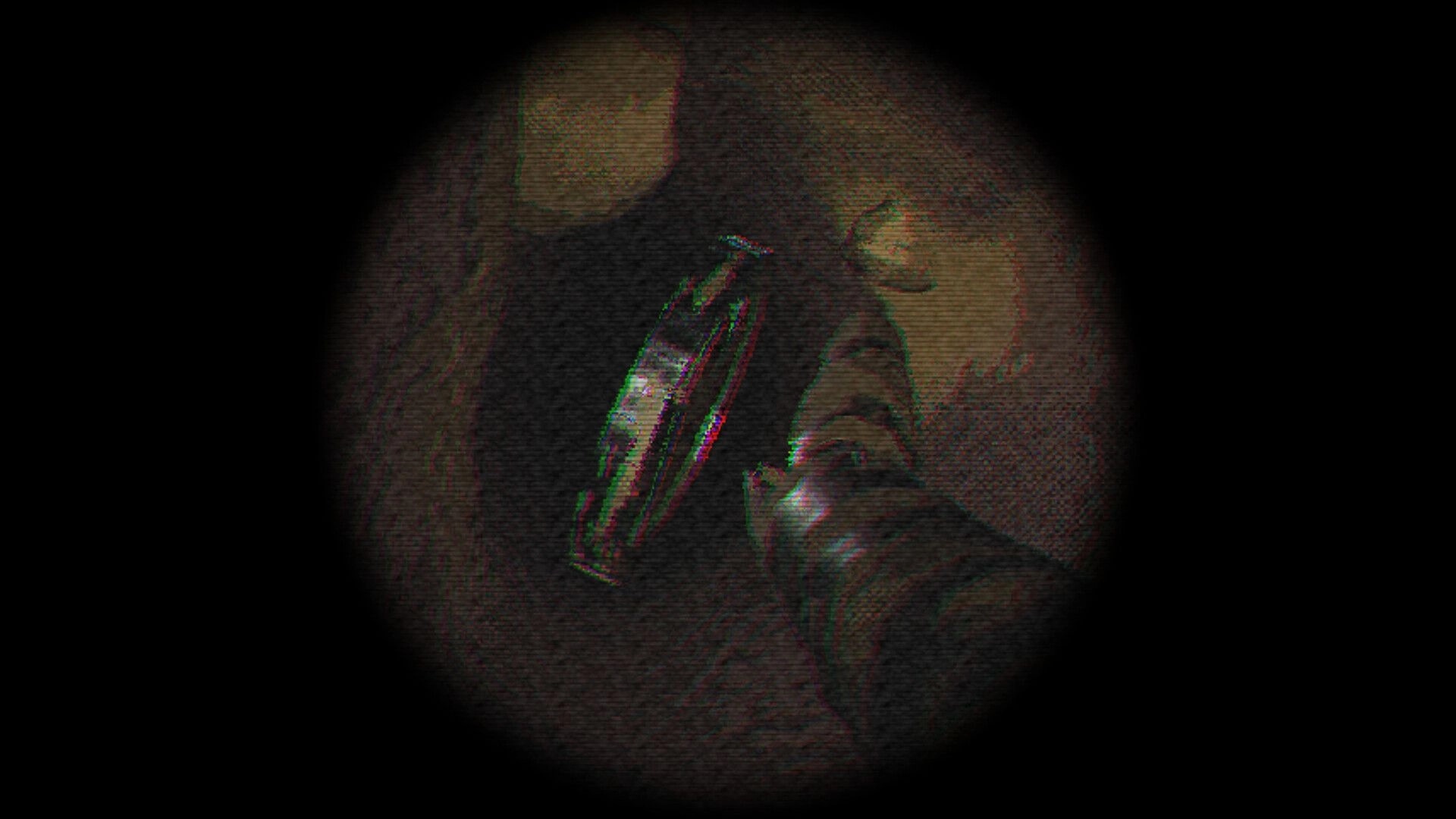 Tiny Chills: Flashlight view of a woman’s ear as a metal tool probes inside in a dark room.