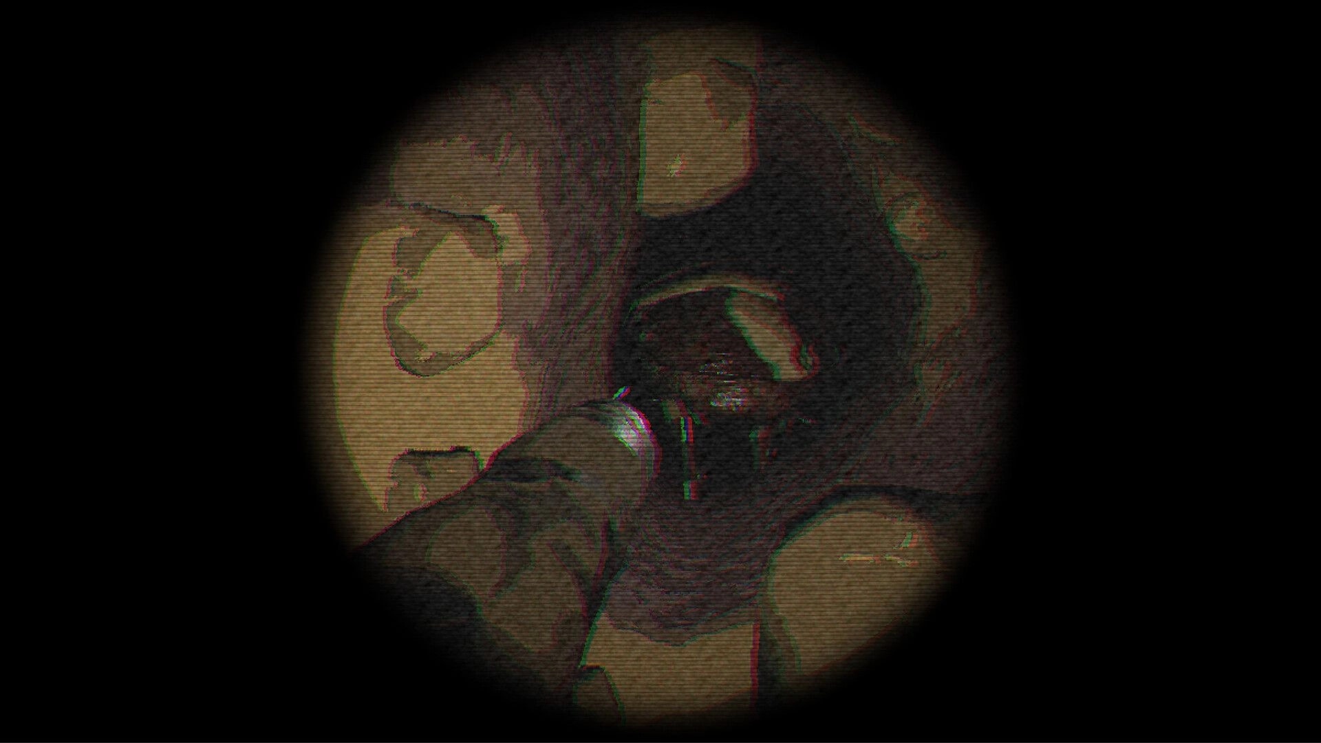 Tiny Chills: Flashlight aimed into a hairy ear canal with a pale wormlike mass in dark close-up view.