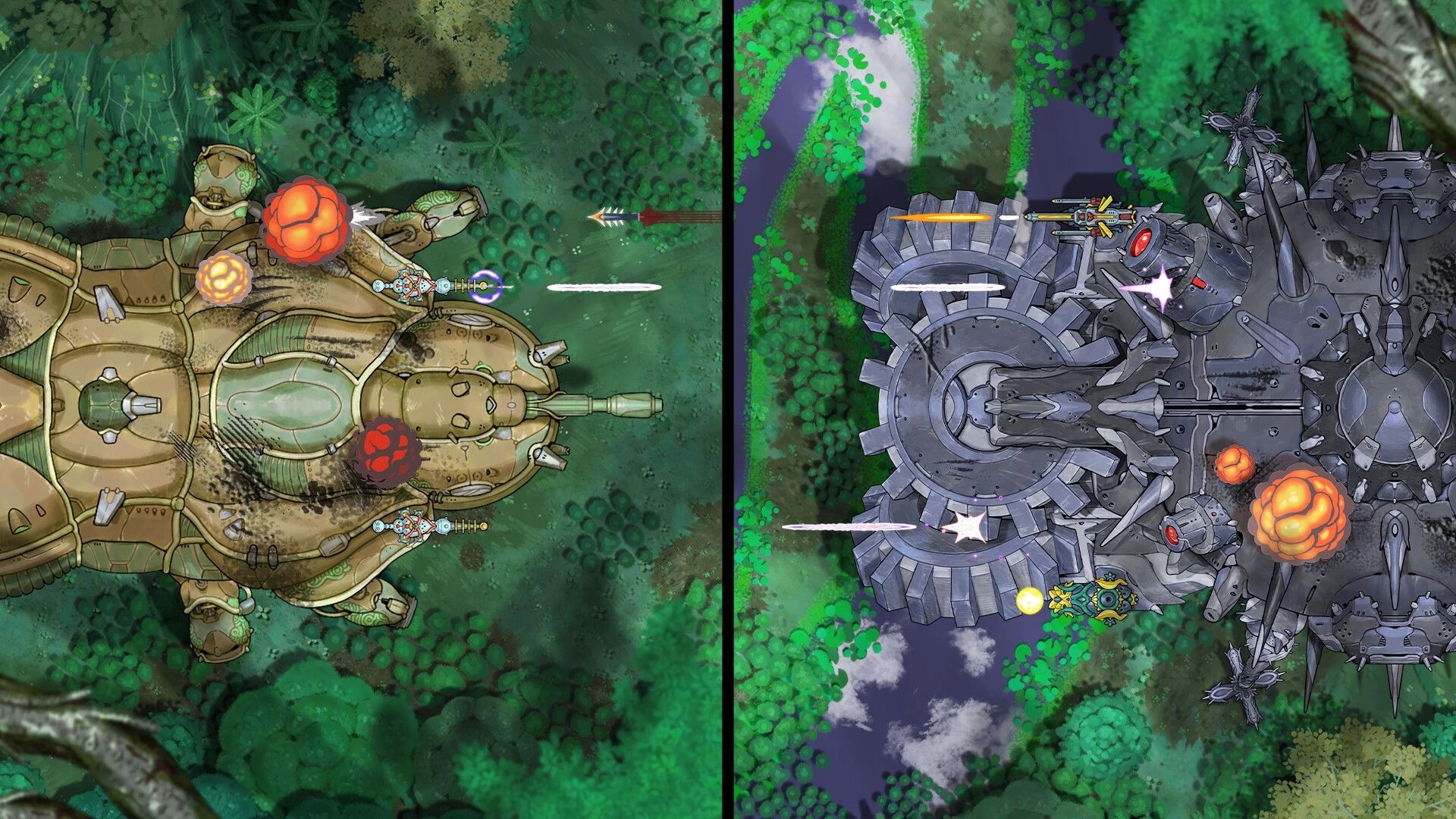 Trailblazers: Tactical battle with two opposing Landships in dense forest environment