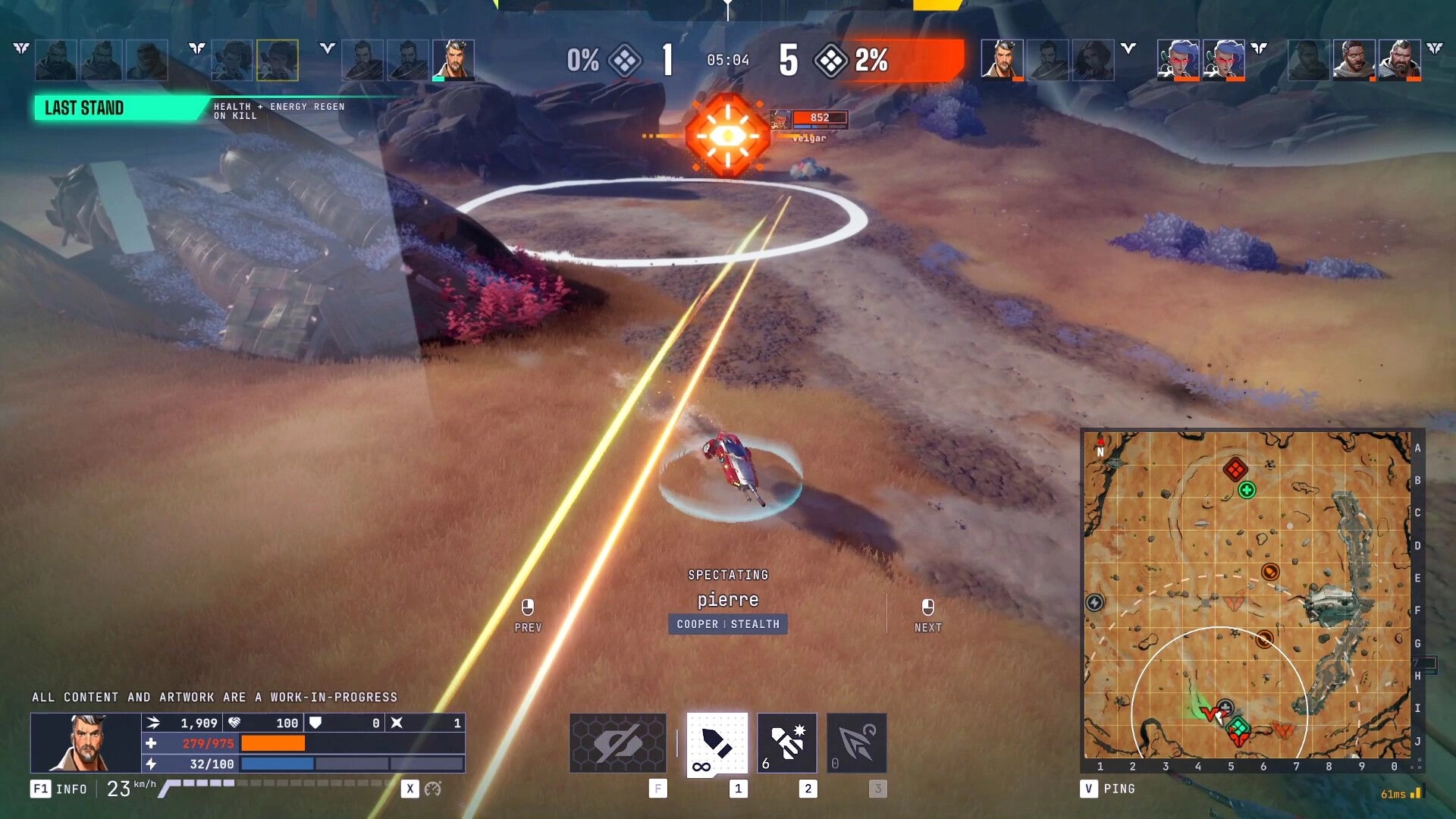 Tyr: Spectating mode showing Pierre's tank in combat on desert terrain, with map and health bars visible.