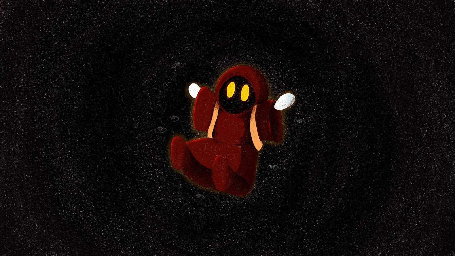 UNRETURNING: Mysterious character floating in dark abyss surrounded by glowing eyes