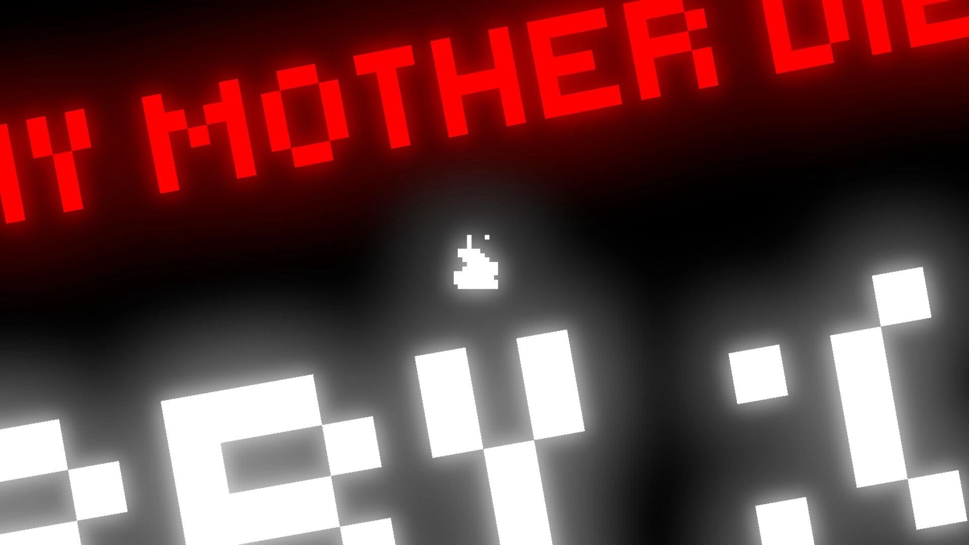 Unspoken: Glowing whisp surrounded by pixelated text in a dark, ominous environment.