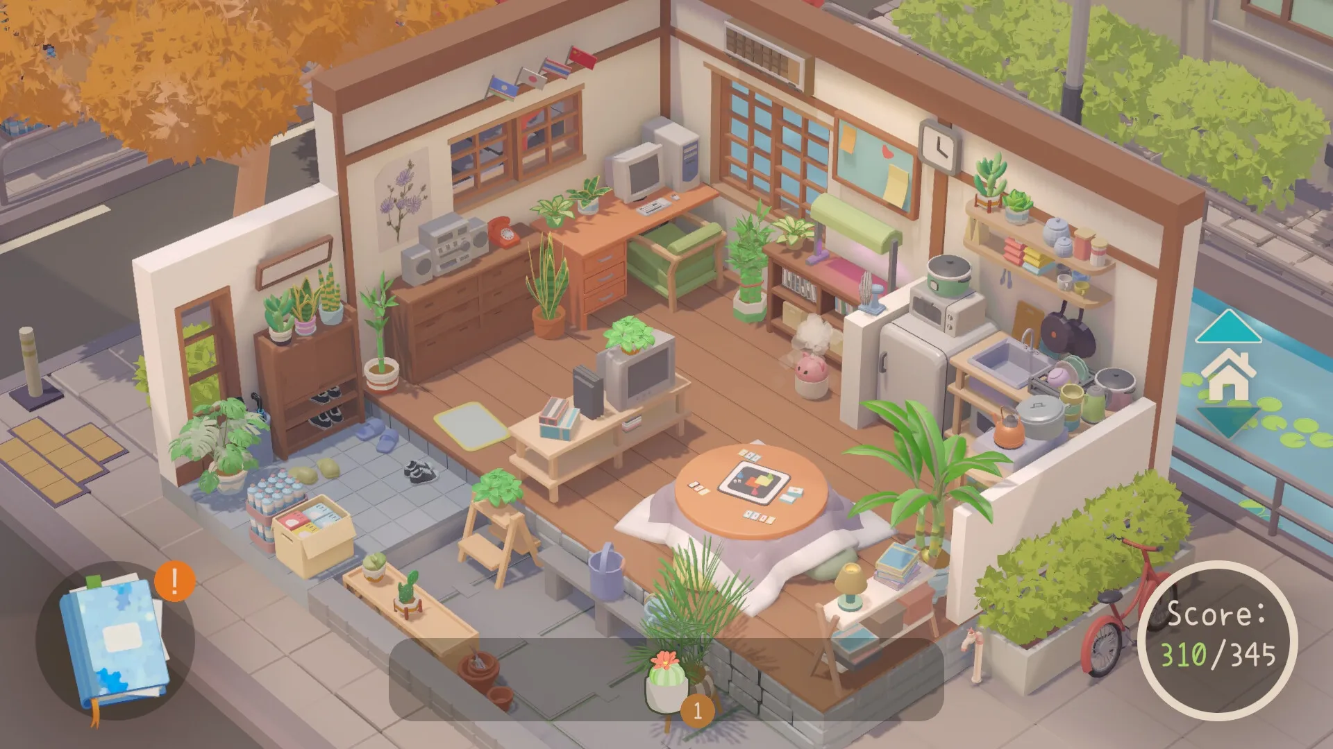 Urban Jungle: Cozy apartment filled with lush plants and furniture, score 310 out of 345 displayed
