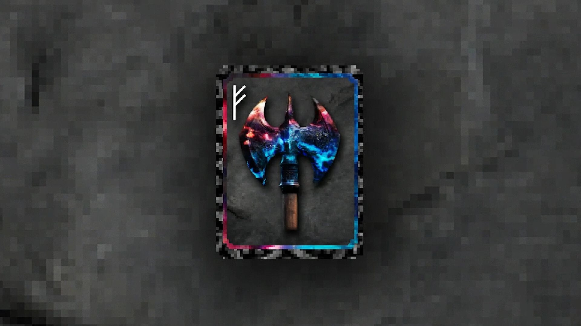 VÖLUND: Glowing cosmic axe card displayed on a dark stone background in the game interface