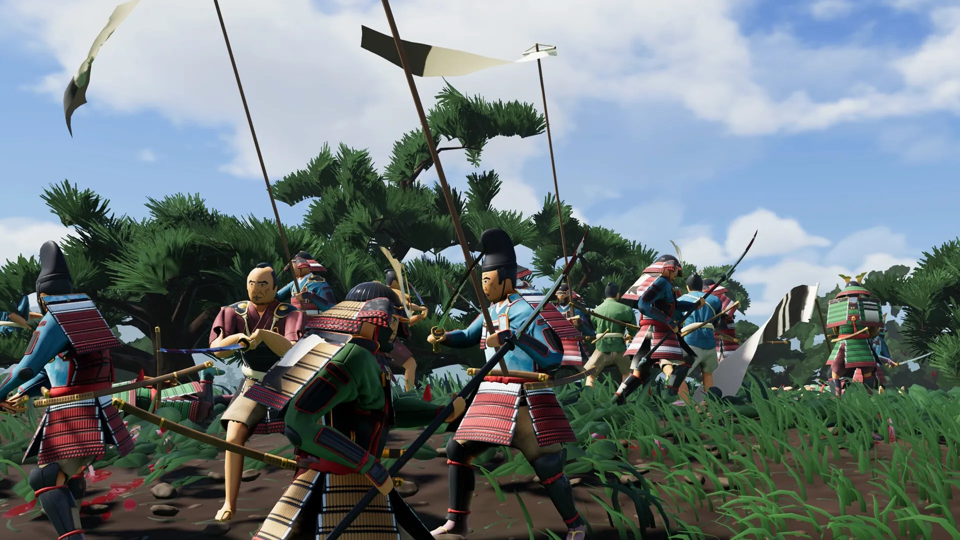 Warlord: Samurai warriors engaged in a fierce battle amidst lush greenery on the island of Awaji