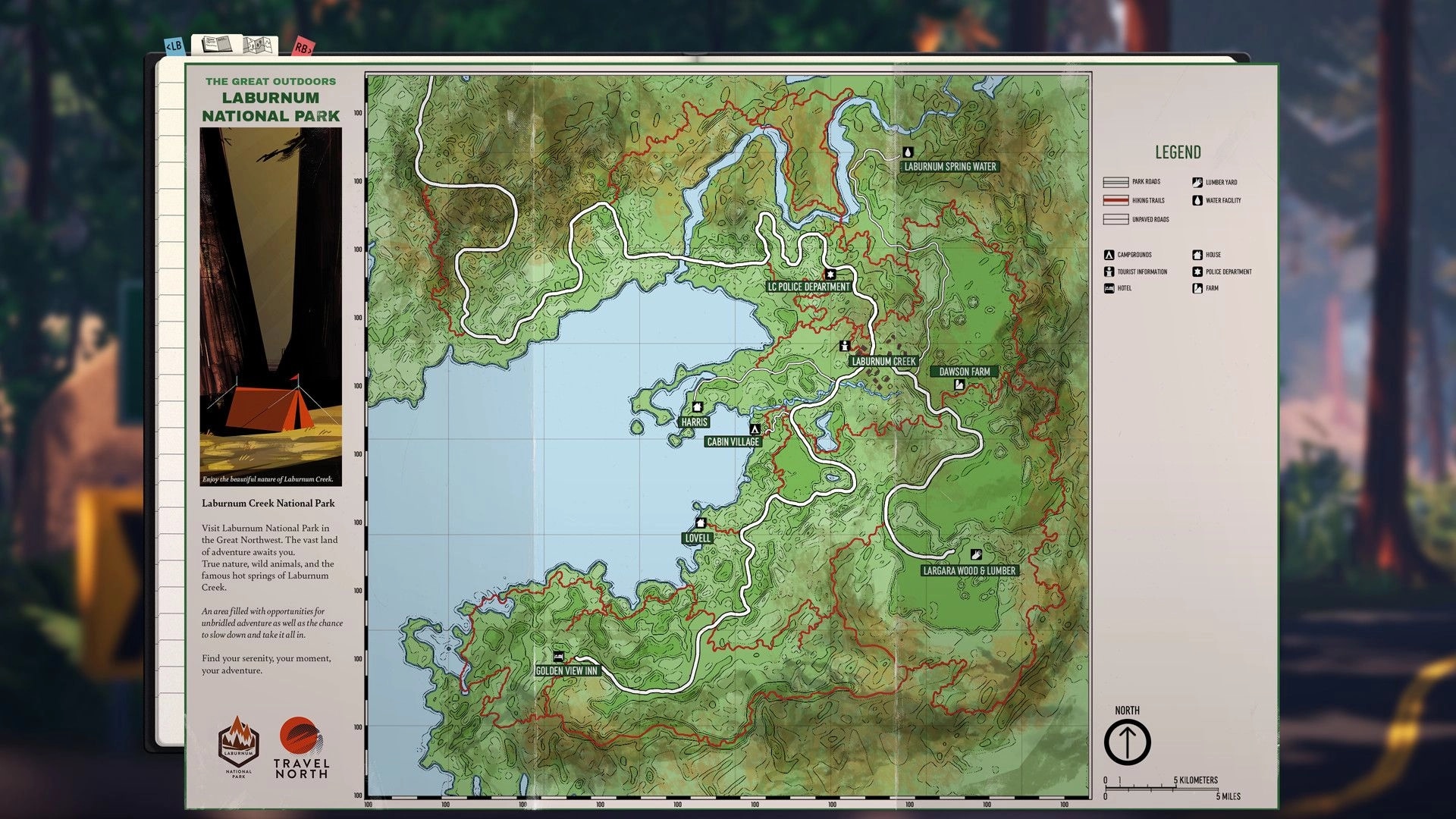 We Stay Behind: Detailed map of Laburnum Creek with landmarks like Dawson Farm and Golden View Inn