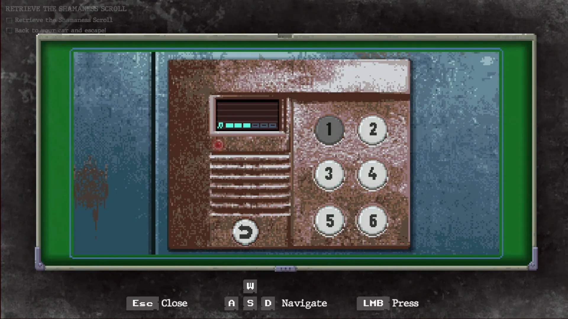 Whisper Mountain Outbreak: Keypad puzzle interface with numbered buttons and progress bar on screen