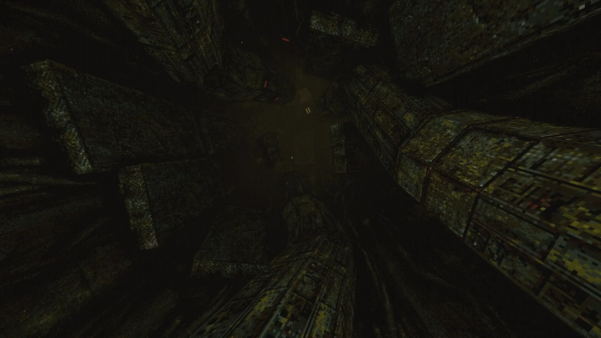 White Knuckle: Dark cavernous shaft with towering concrete structures in SUB-STRUCTURE 17 environment