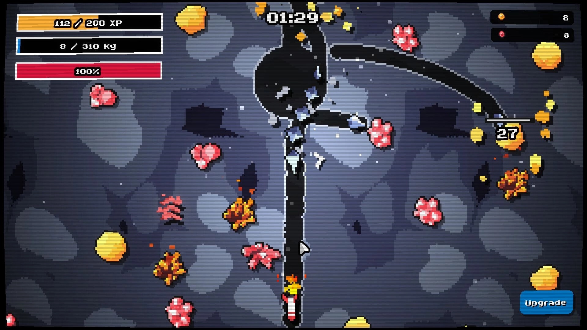 You Know The Drill: Drilling through underground tunnel collecting ores with UI showing XP and weight limits