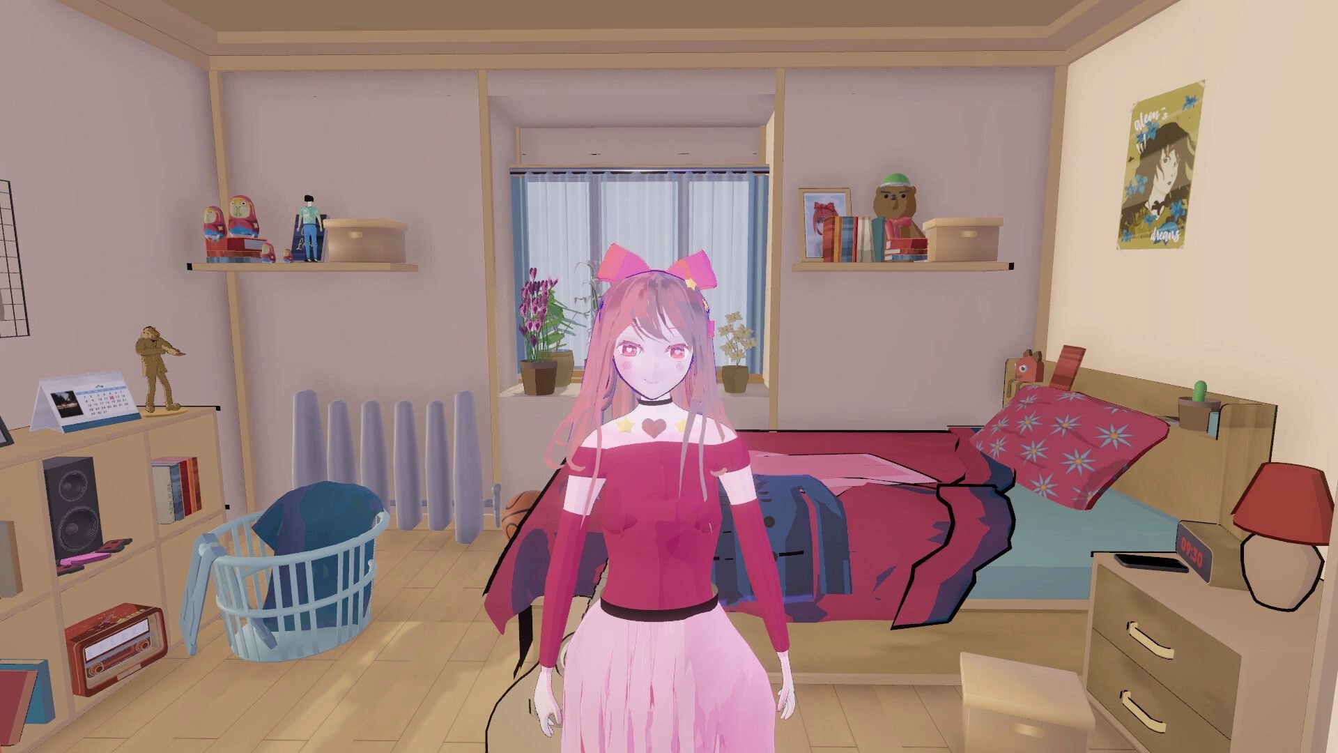 Your Love Ai: Ai stands in a cozy bedroom with shelves, a bed, and various decorations visible