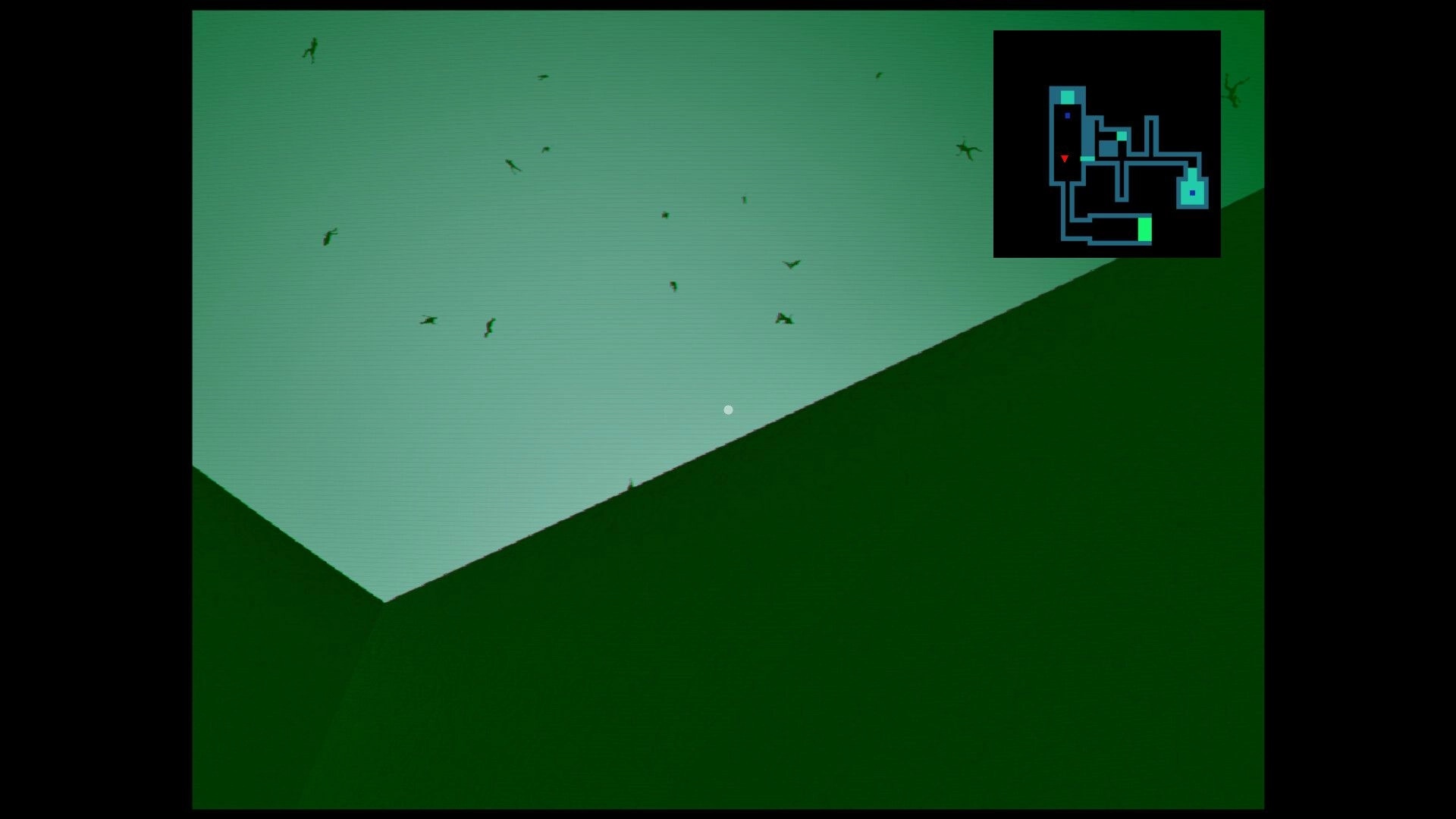 ZENOMATRIX: Minimalist landscape with flock of birds and a map interface in the upper right corner