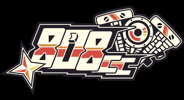 808cc: Bold italic block letters with thick outline, star flare, retro stripe accents.