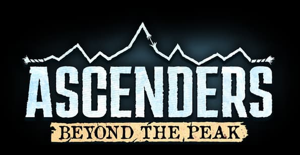 Ascenders: Bold icy block letters with mountain ridge outline and rugged texture.