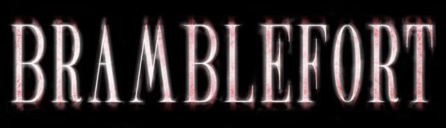 BRAMBLEFORT: Distressed serif lettering with cracked texture and red shadow outline.
