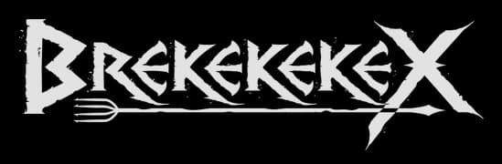 BREKEKEKEX: jagged black gothic wordmark with slash-like X and distressed scratches.