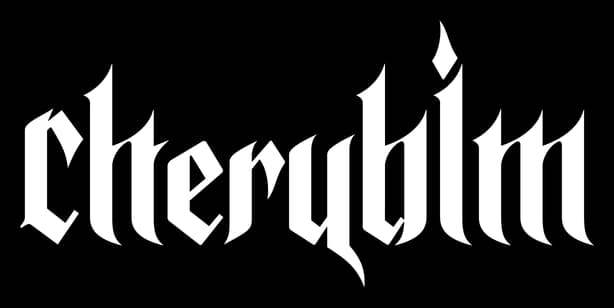 Cherubim: Gothic blackletter wordmark with sharp serifs and high-contrast strokes.