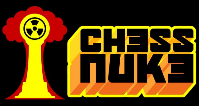Chess Nuke: Blocky 3D title with yellow outline, orange shadowing, nuke icon at left.