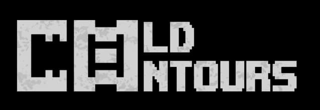Cold Contours: Chunky pixel font, oversized C, frosted texture, tight stacked layout.