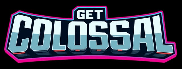 Get Colossal: Bold, 3D block lettering with a dynamic gradient and bright outline.