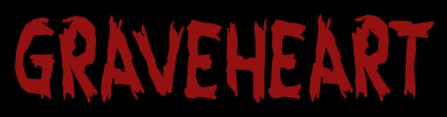 Graveheart: Dripping, jagged horror-style lettering with rough, uneven edges.