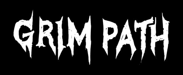 Grim Path: jagged horror-style lettering with sharp spikes and rough, torn edges.
