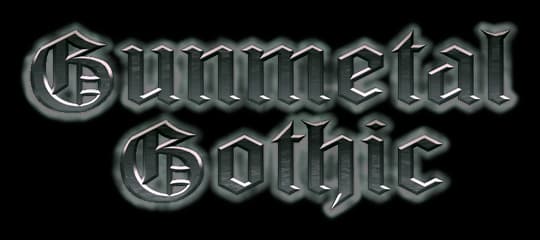 Gunmetal Gothic: Beveled blackletter font with metallic sheen and mint outer glow.