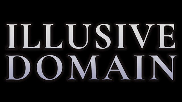 Illusive Domain: Bold metallic serif font with light gradient and shadowed outline.