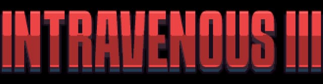 Intravenous 3: bold block serif letters with red gradient, heavy shadow, and tall III bars.