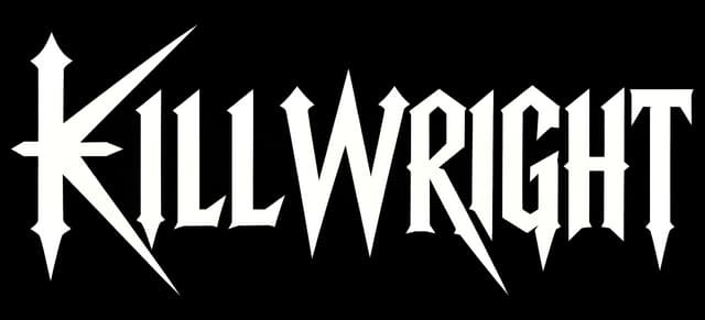 Killwright: jagged gothic wordmark with elongated spikes and distressed splatter edging.