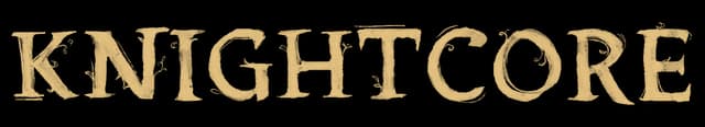 KNIGHTCORE: Bold medieval serif letters with distressed, rough-edged gold texture.